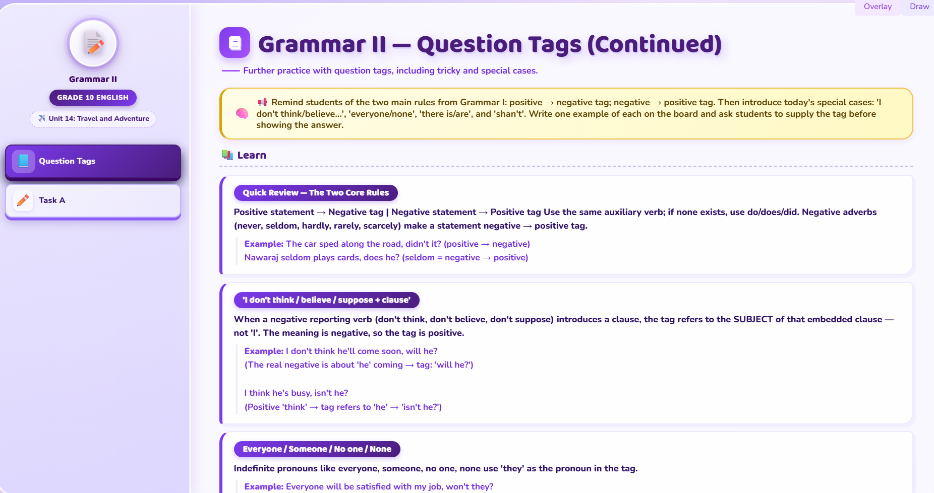 Grammar II : Question tag