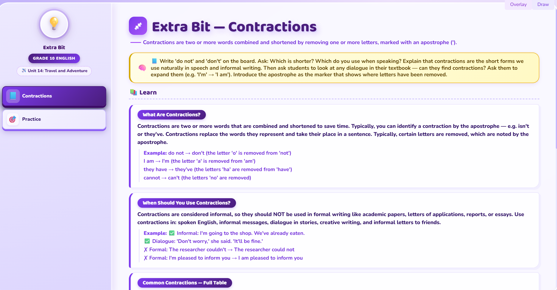 Extra bit : Contractions