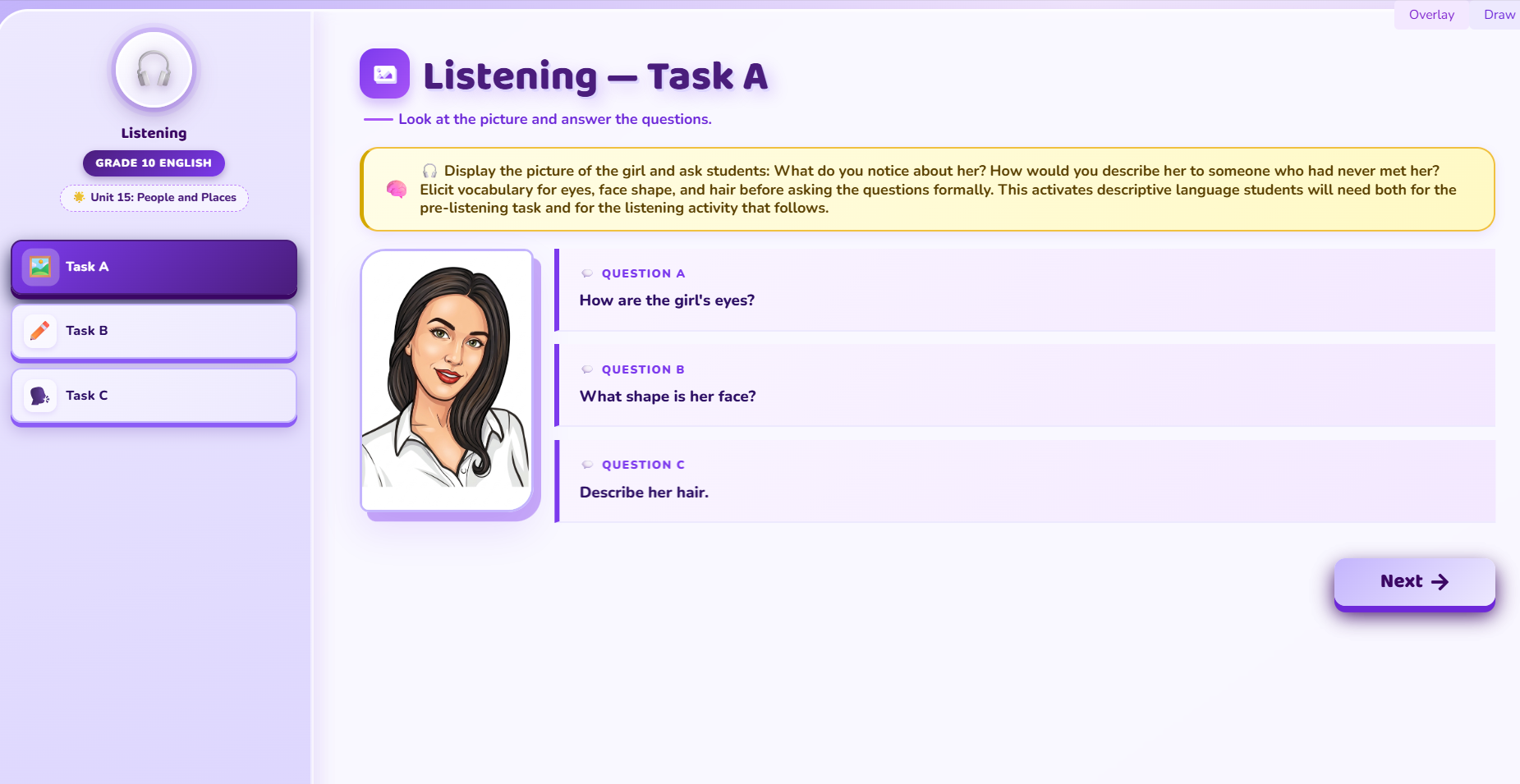 Listening :  physical appearance