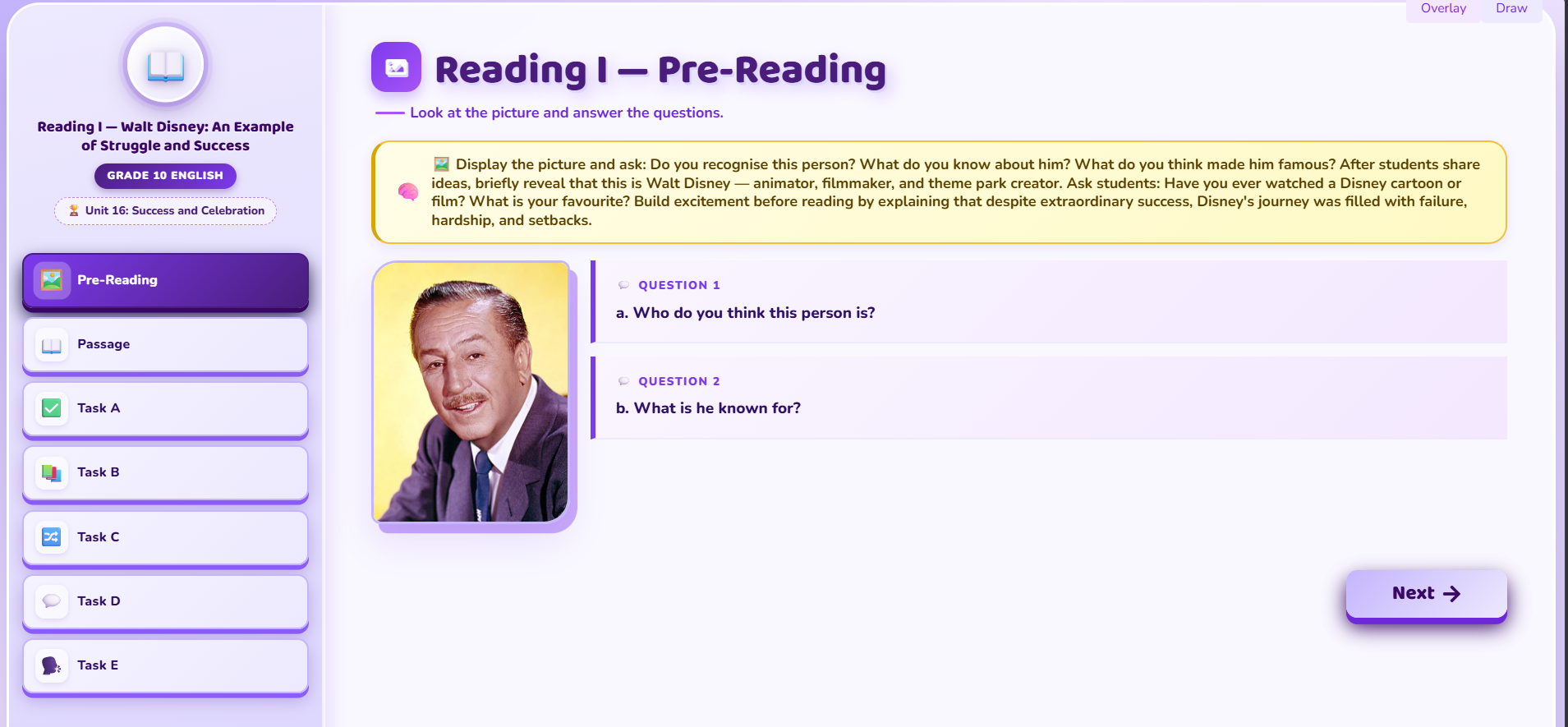 Reading I : Biography: Walt Disney: An Example of Struggle and Success