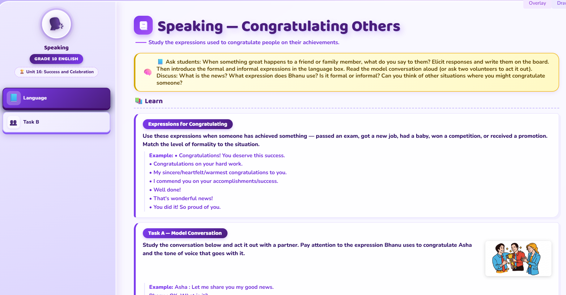 Speaking: Congratulating