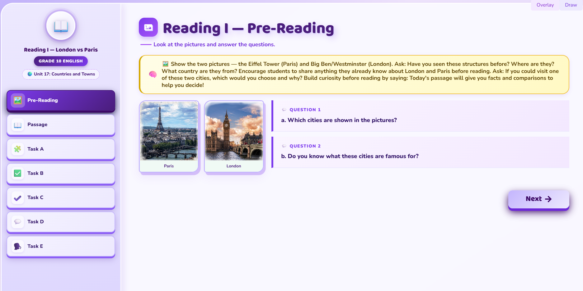 Reading I : London vs Paris