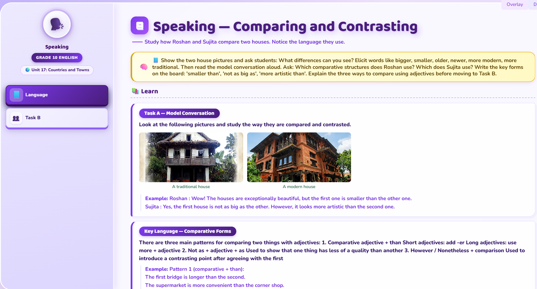Speaking : comparing and contrasting