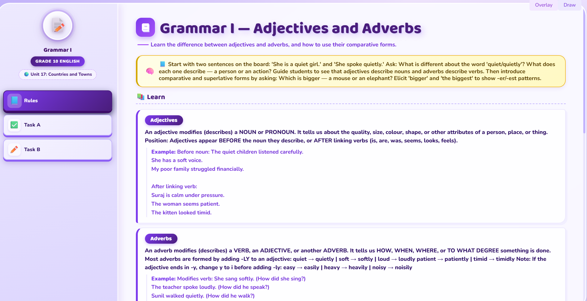 Grammar I : adjectives and adverbs