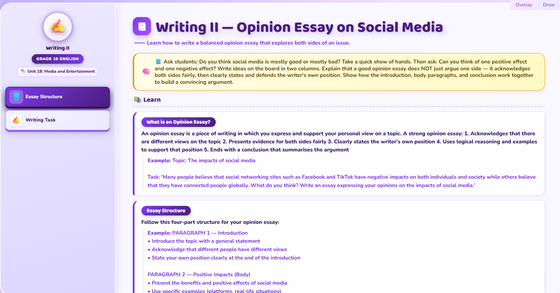 Writing II : essay on the impact of social media.