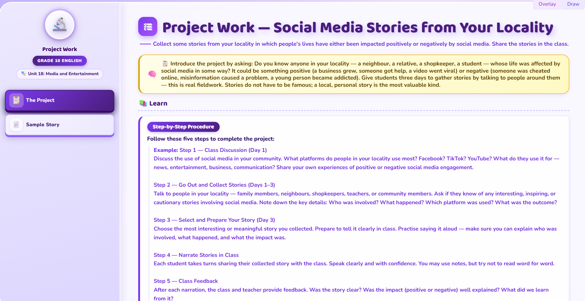 Project work : Prepare an anecdote of a person