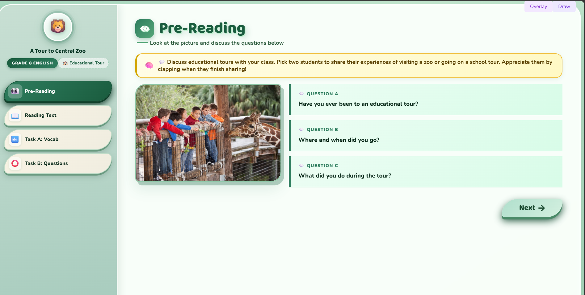 Reading I: A Tour to Central Zoo