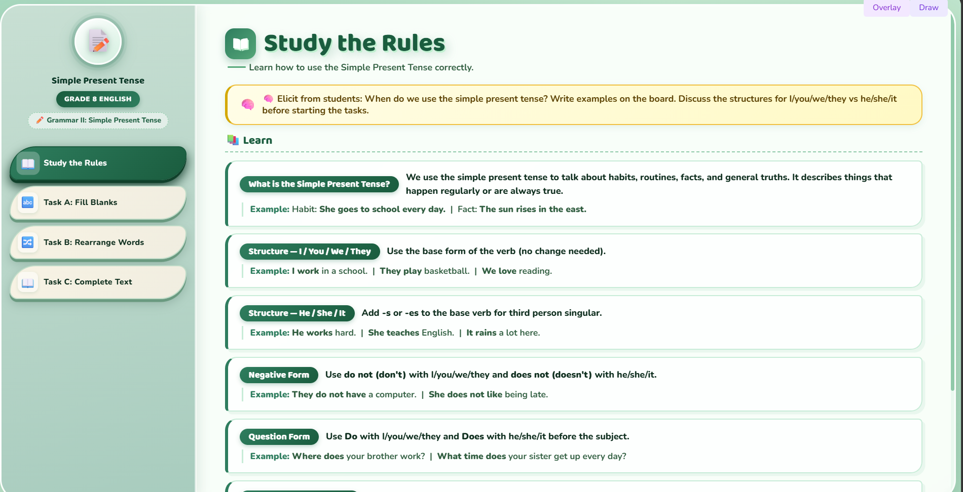 Grammar II : simple present tense