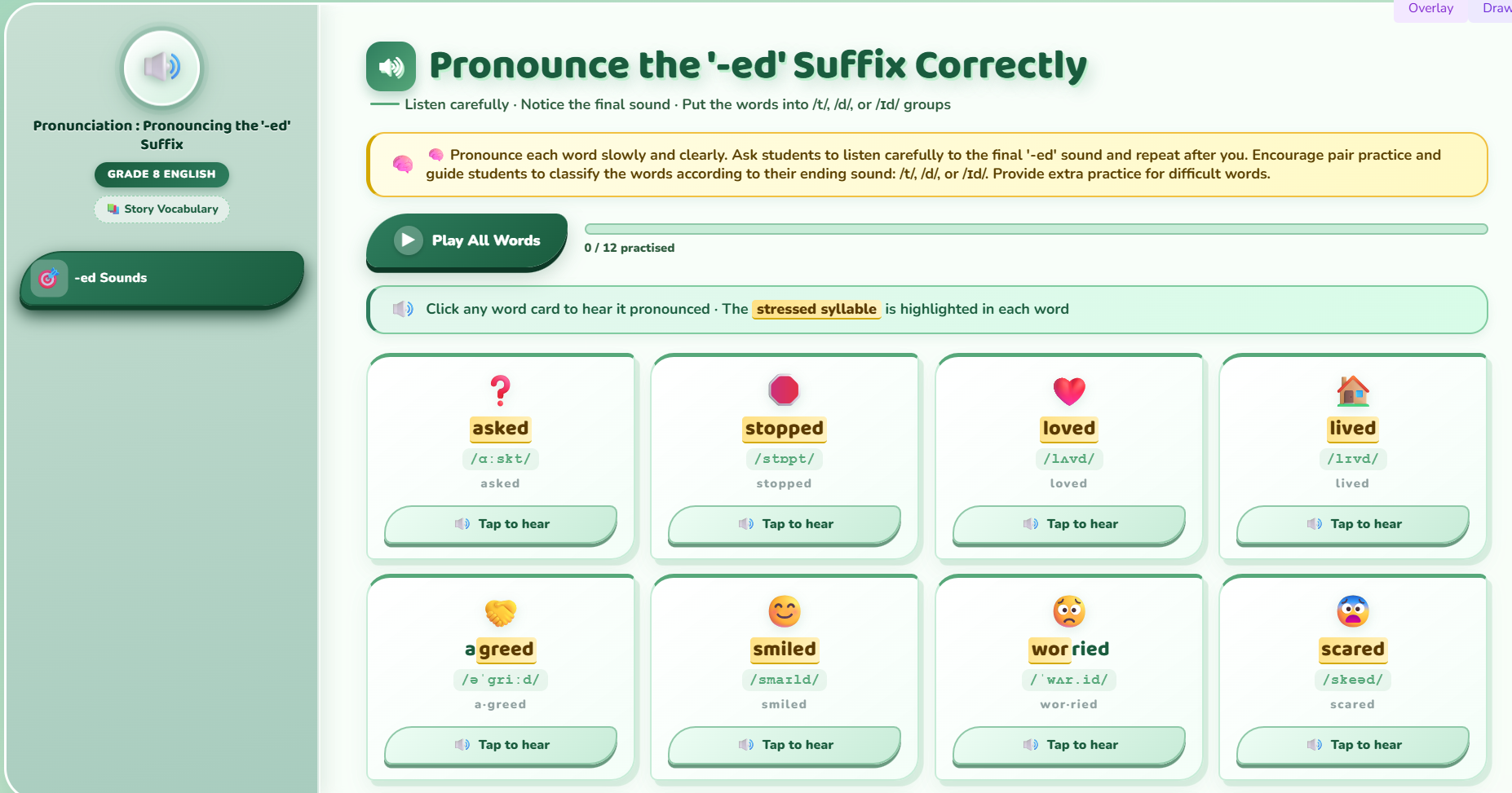 Pronunciation : pronunciation of the ‘-ed’ suffix