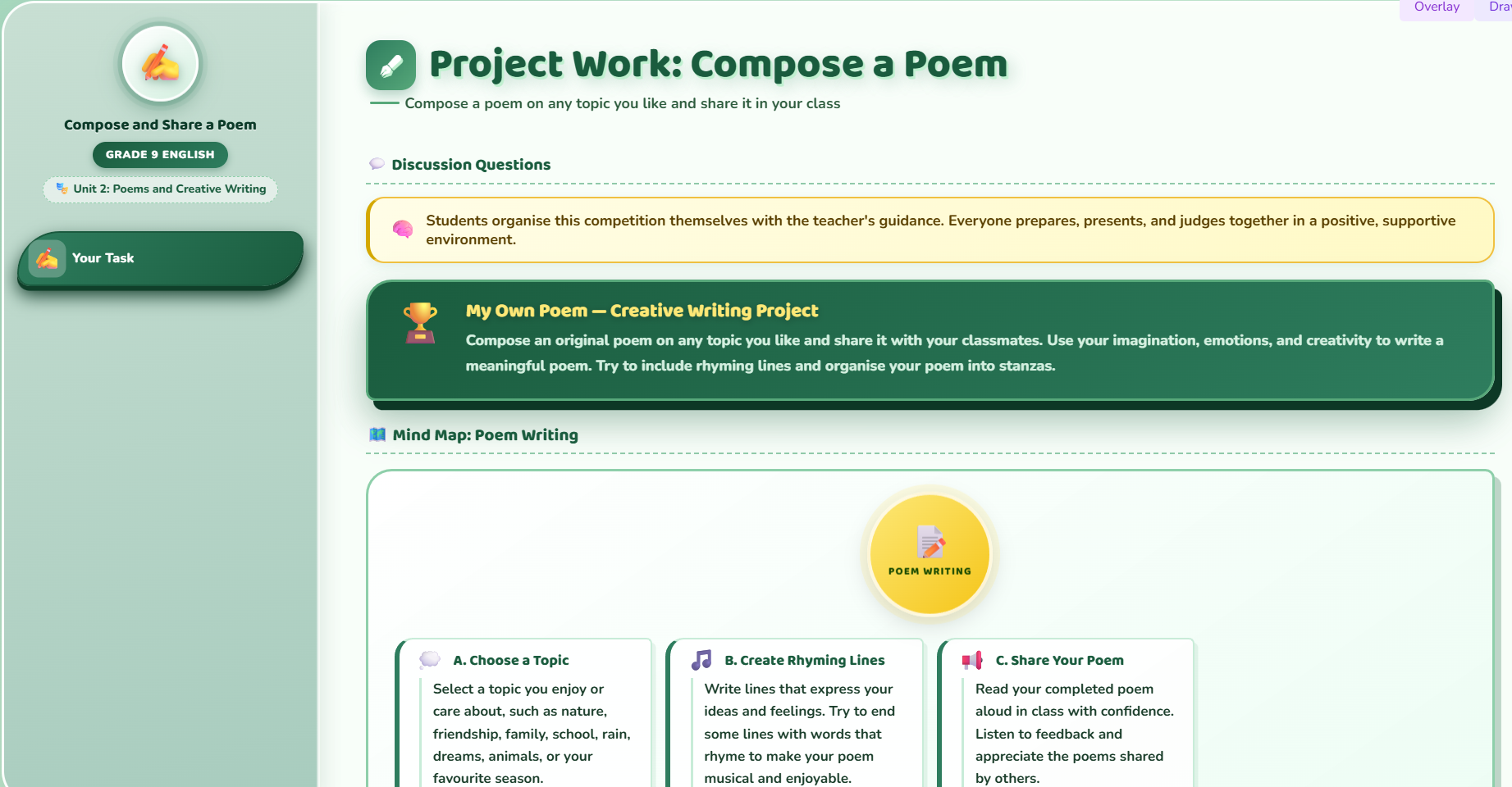 Project work: Composing a poem