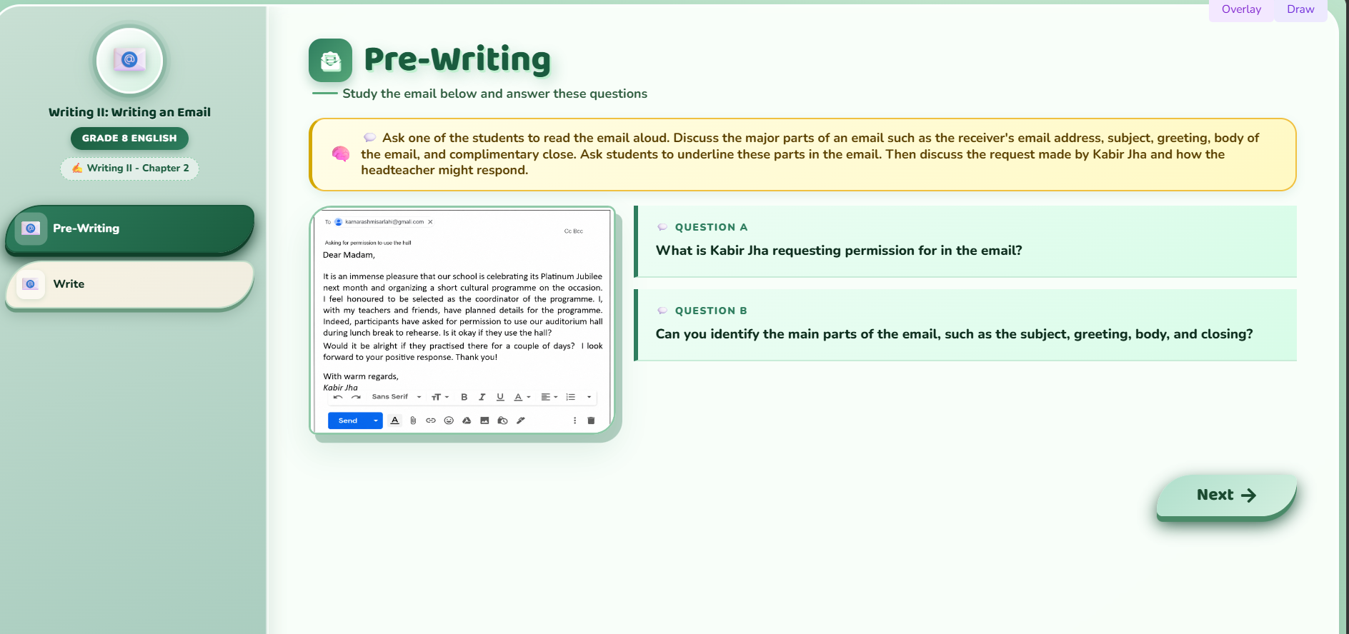 Writing II: Writing an email