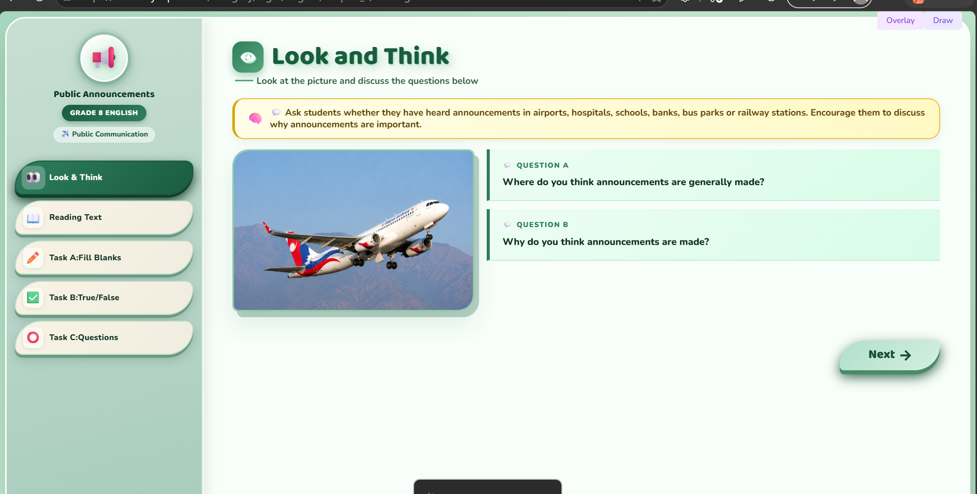 Reading I: Public Announcements