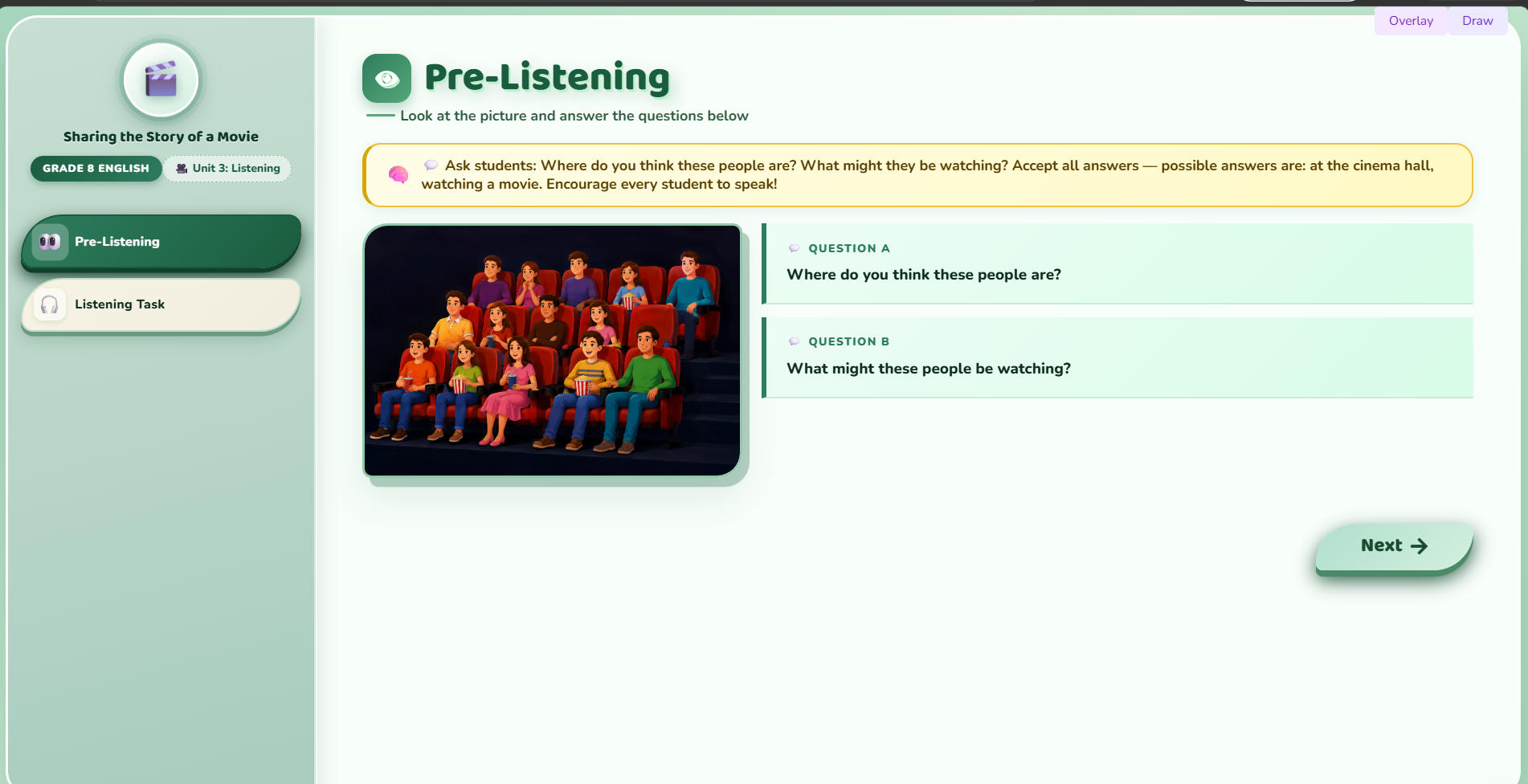 Listening : Sharing the story of a movie