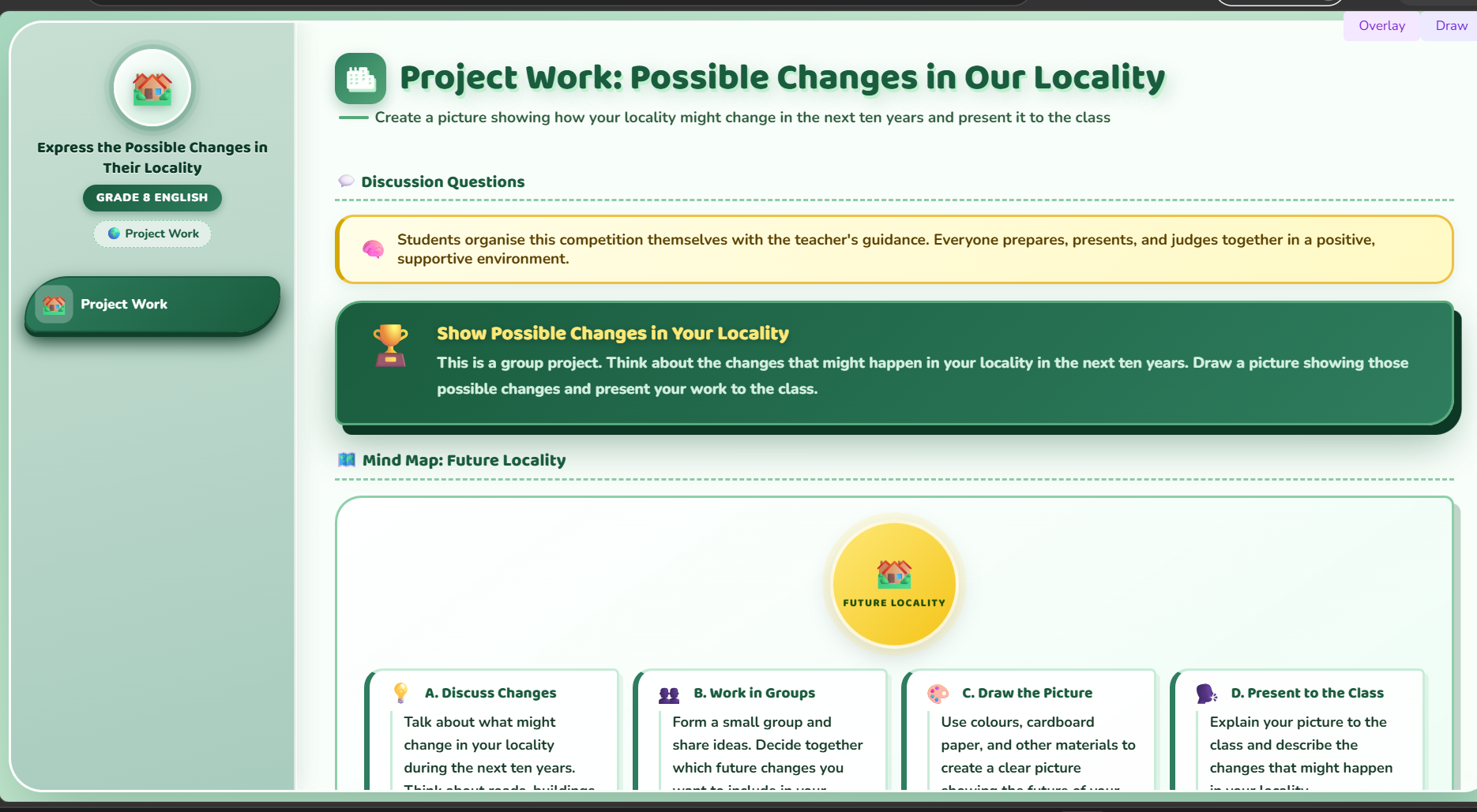 Project work : Express the possible changes in their locality