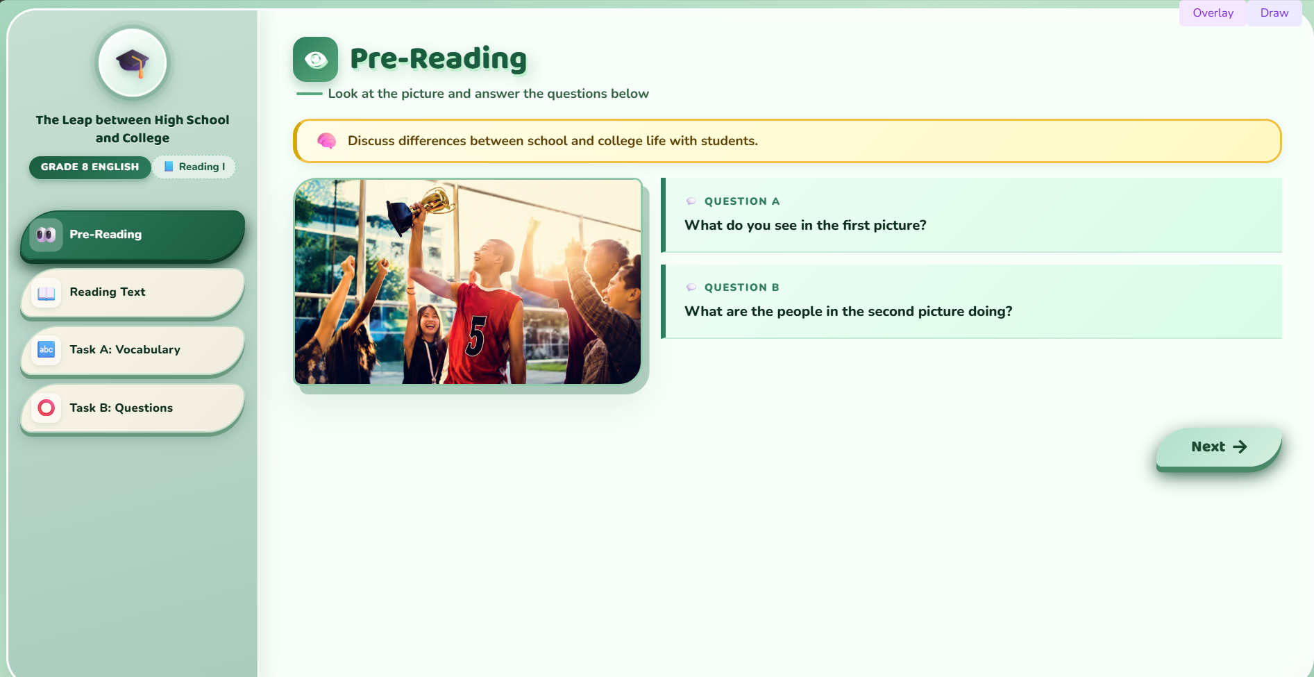 Reading I: The Leap between High School and College