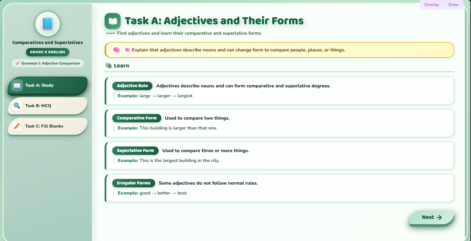 Grammar I :  comparatives and superlatives