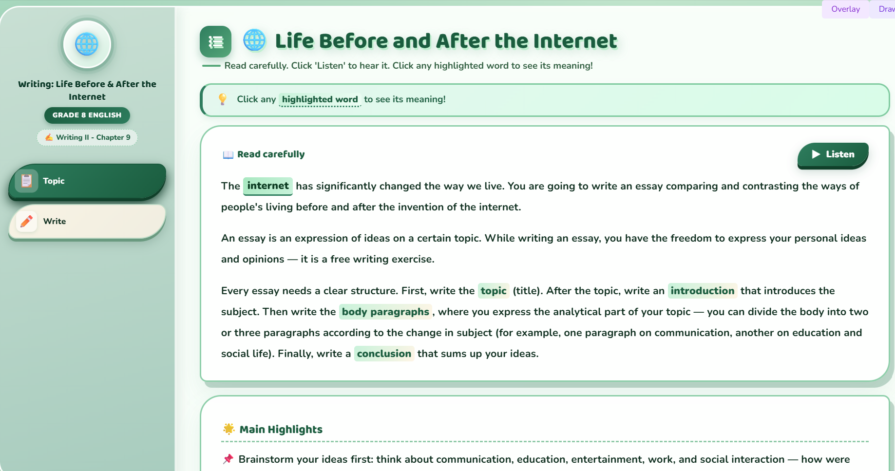 Writing II : acomparing people live before and after the invention of internet.