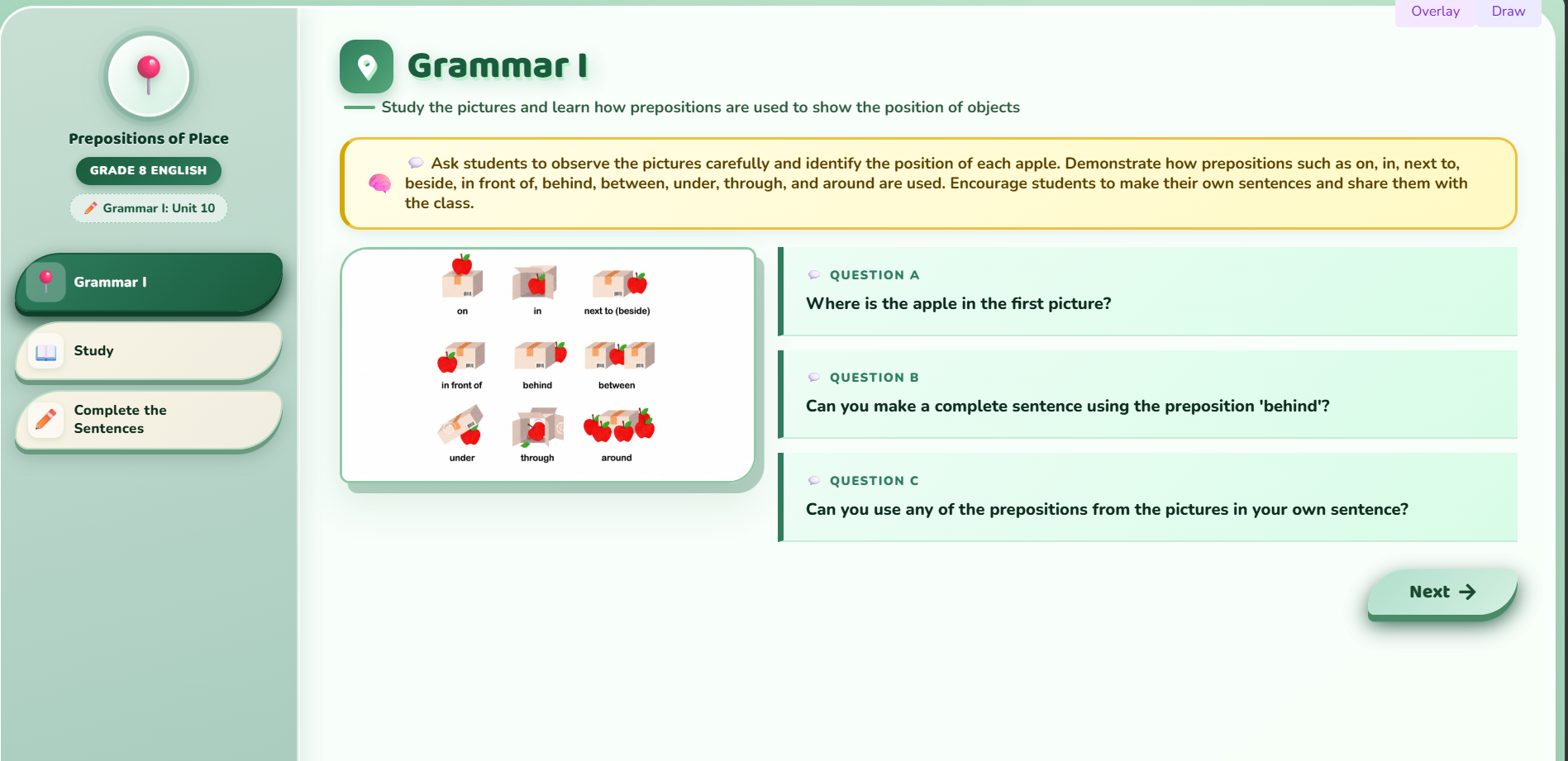 Grammar I : prepositions
