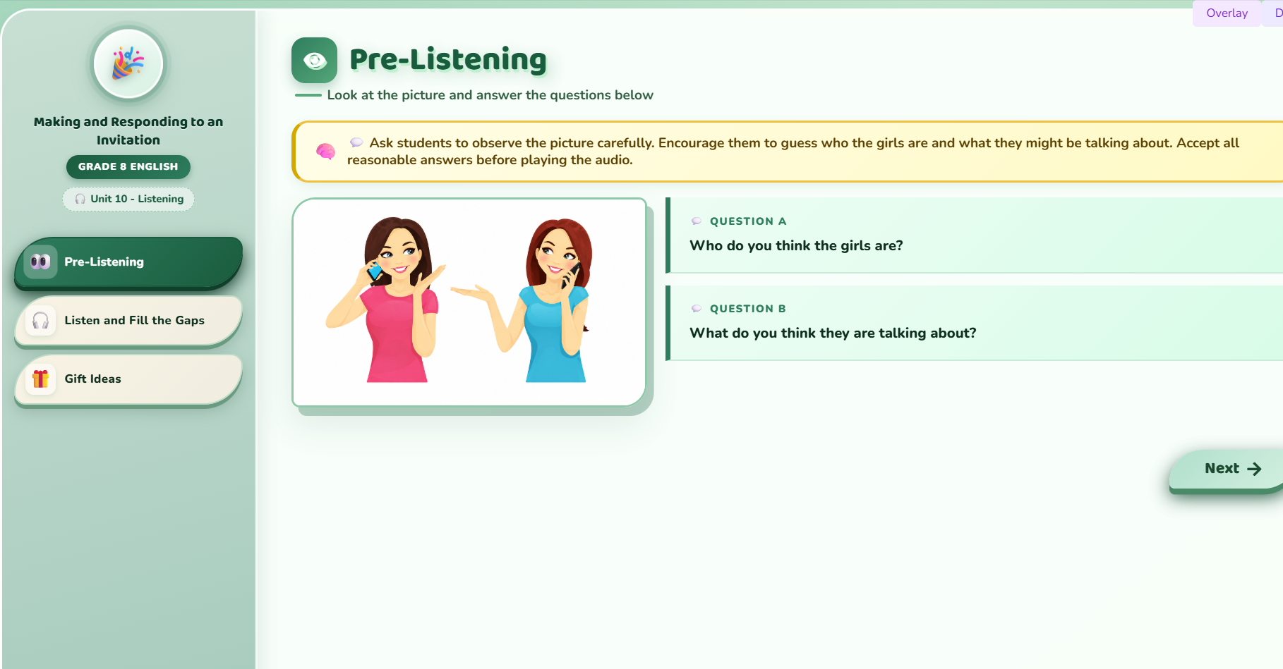 Listening Making an invitation and responding