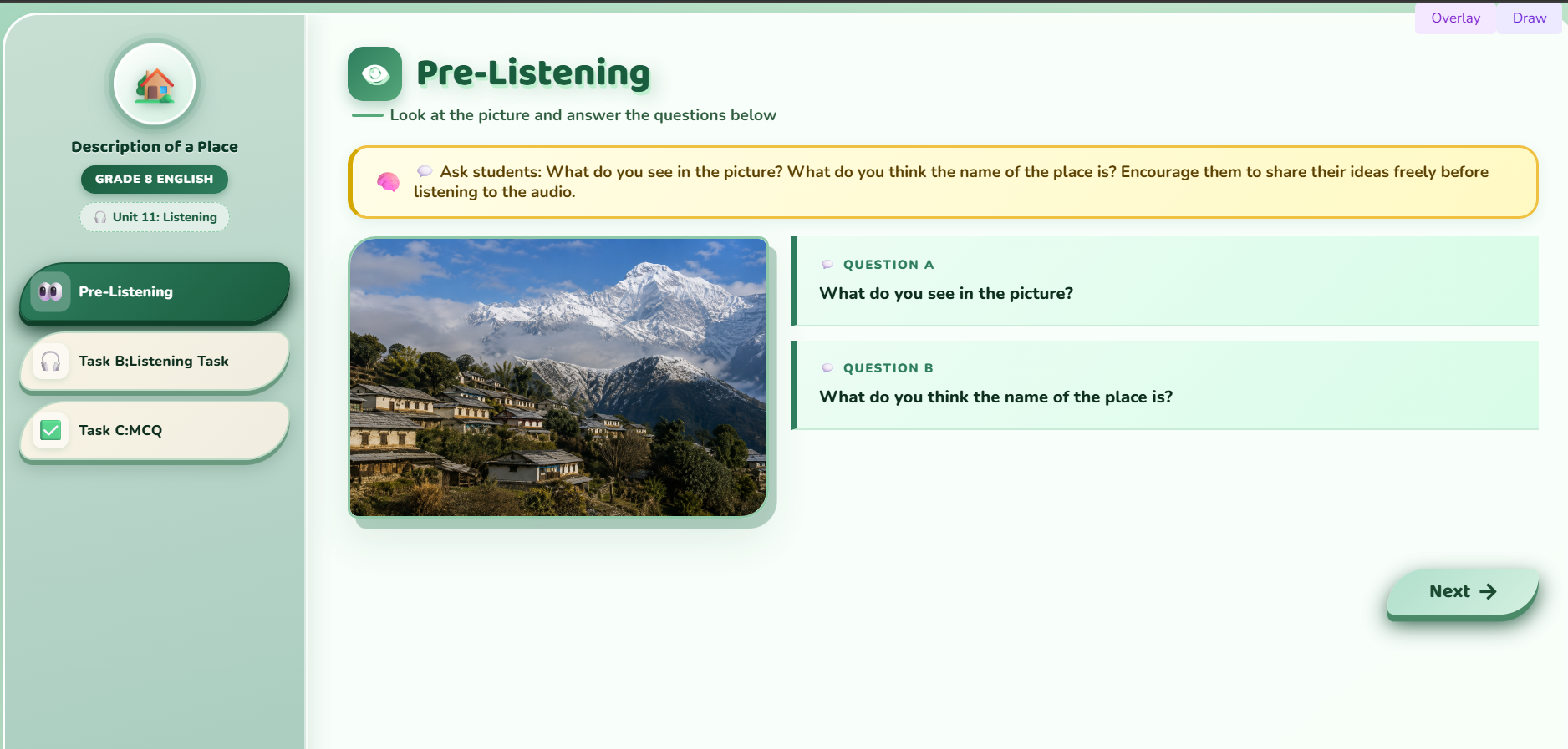 Listening: Description of a place