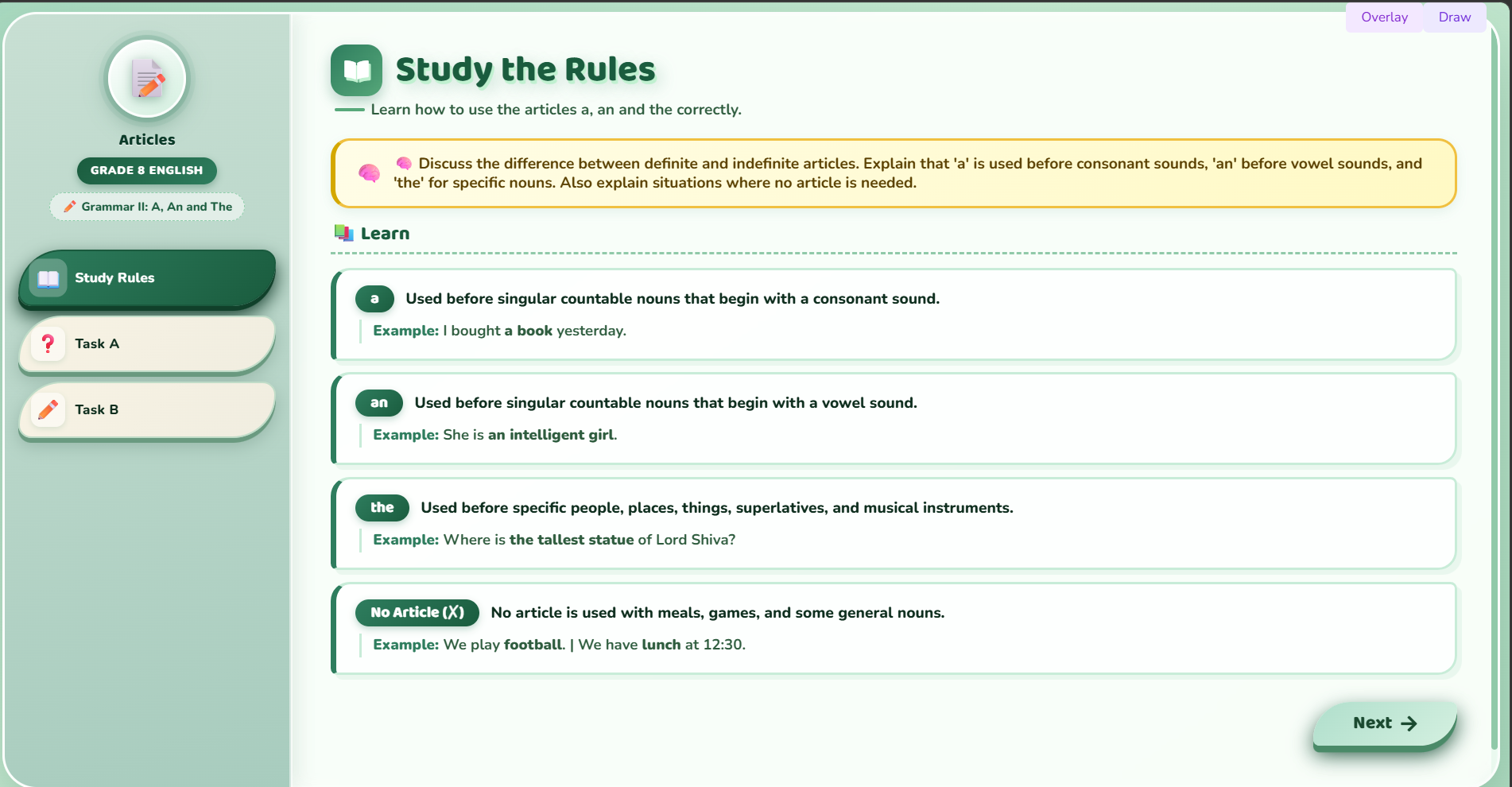 Grammar II: Article