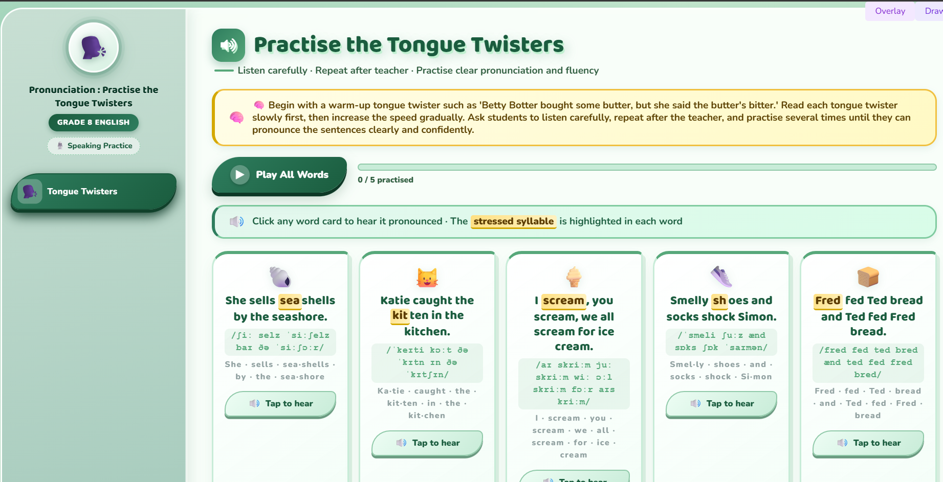Pronunciation : Practise the tongue twisters