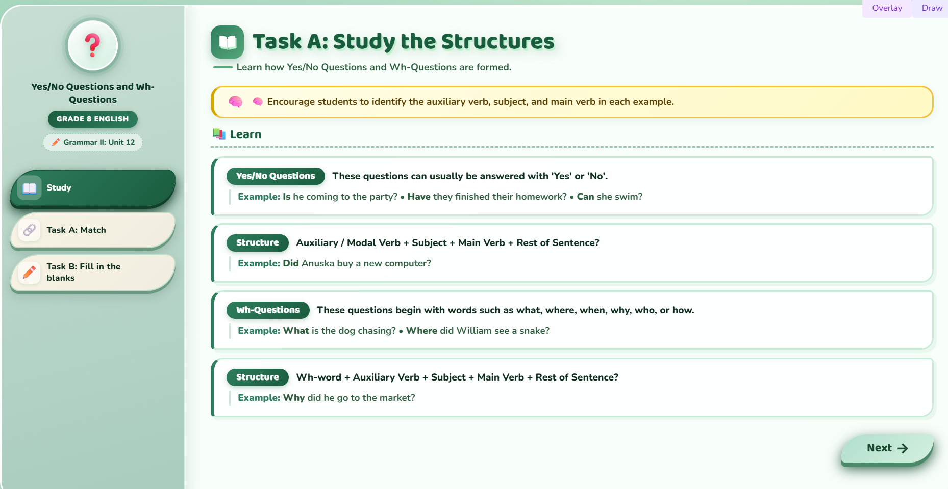 Grammar II : Change into questions.