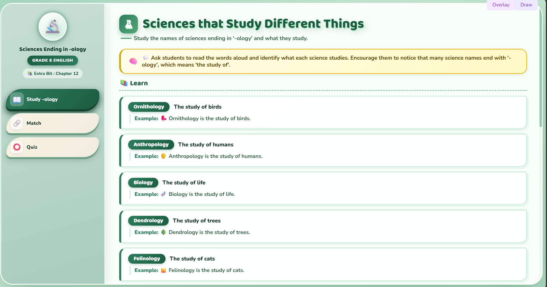 Extra bit : Study the genres with ‘-ology’.