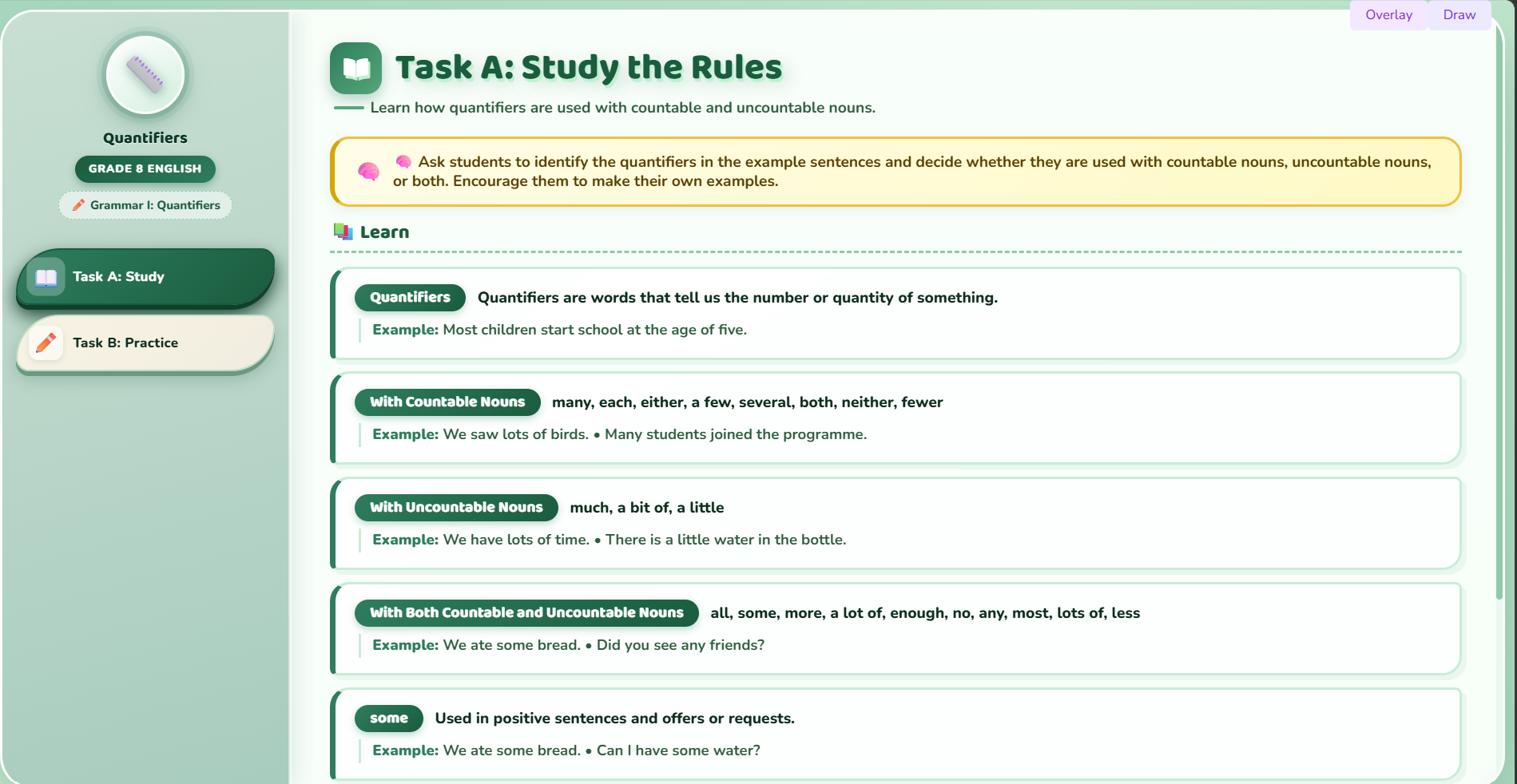 Grammar I : quantifiers