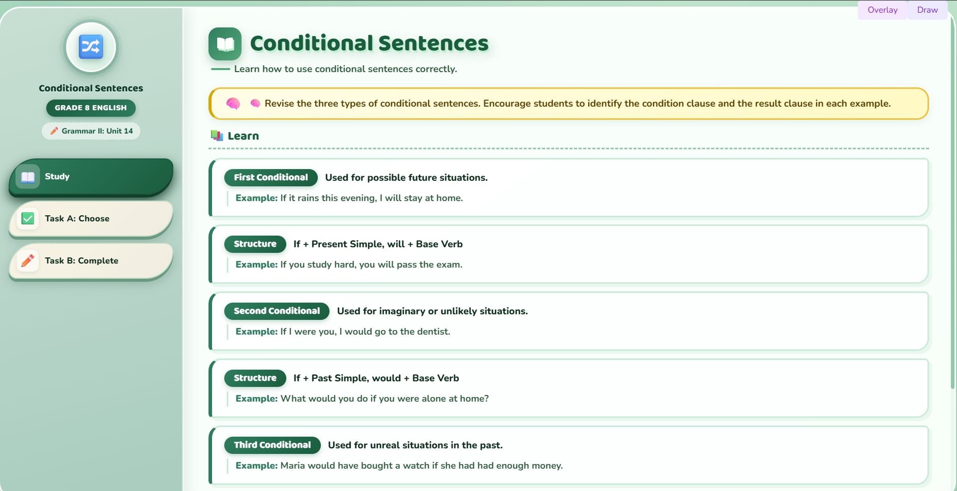 Grammar II: Conditional sentences