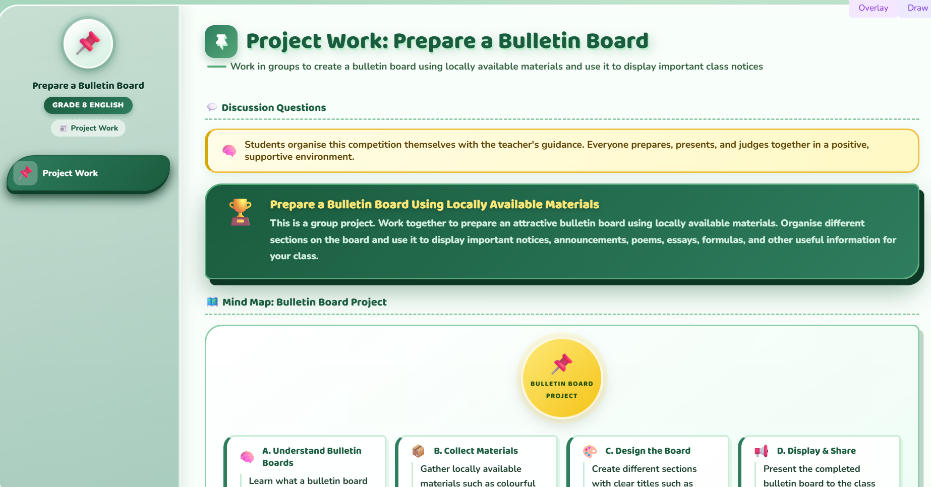 Project Work : Prepare a bulletin board.