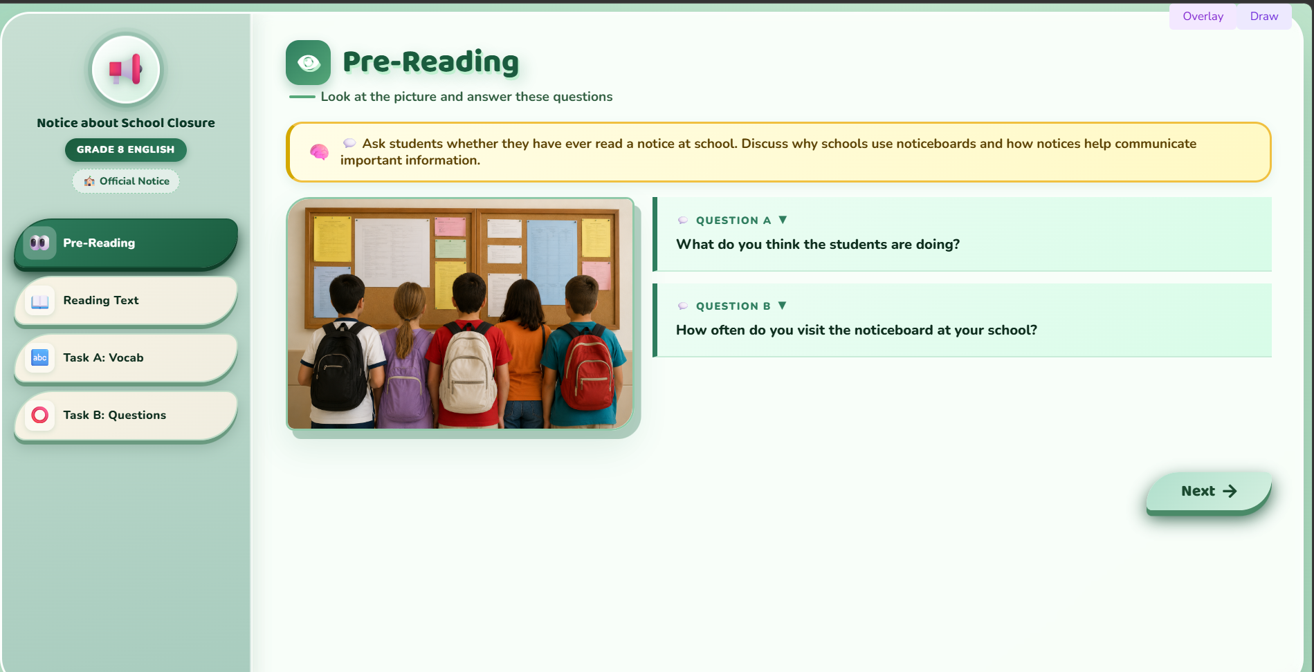 Reading II: Notice about School Closure