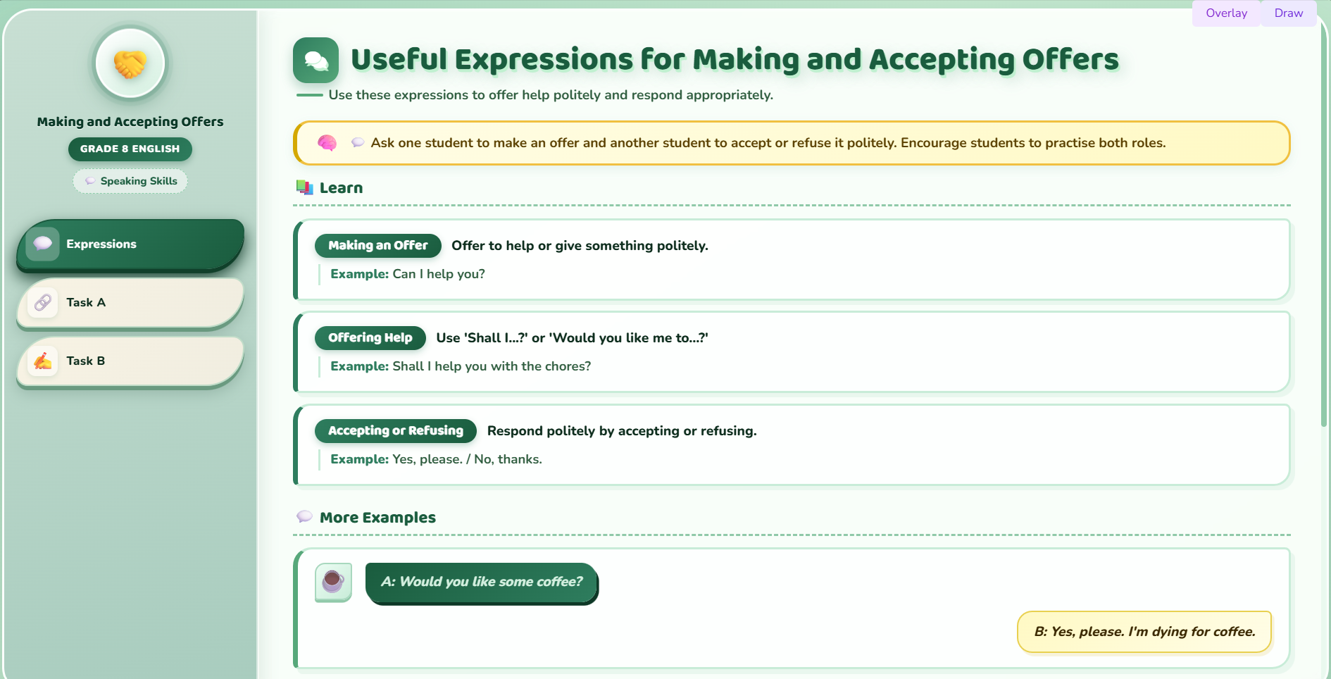 Speaking: Making and accepting offers