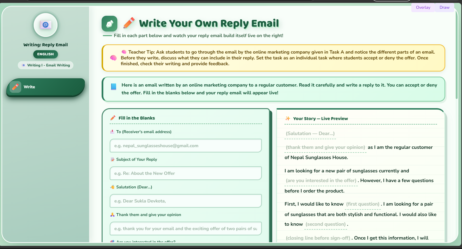 Writing I: Writing an email