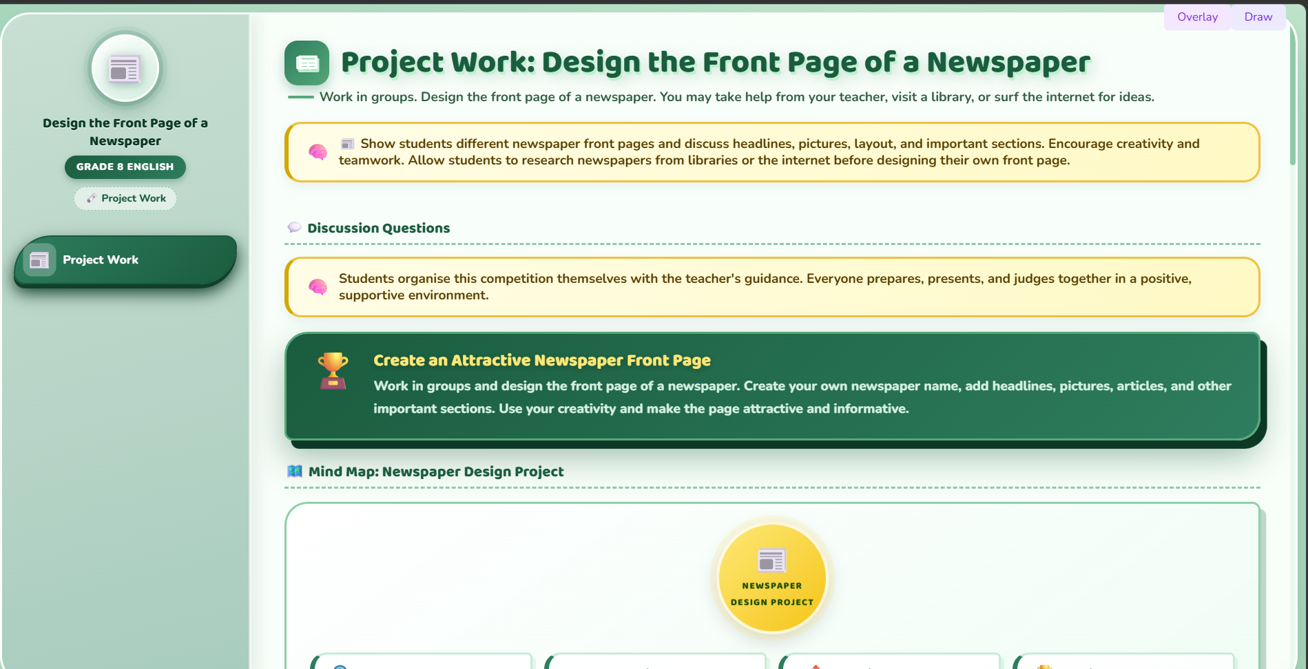 Project work : Design the front page of a newspaper.