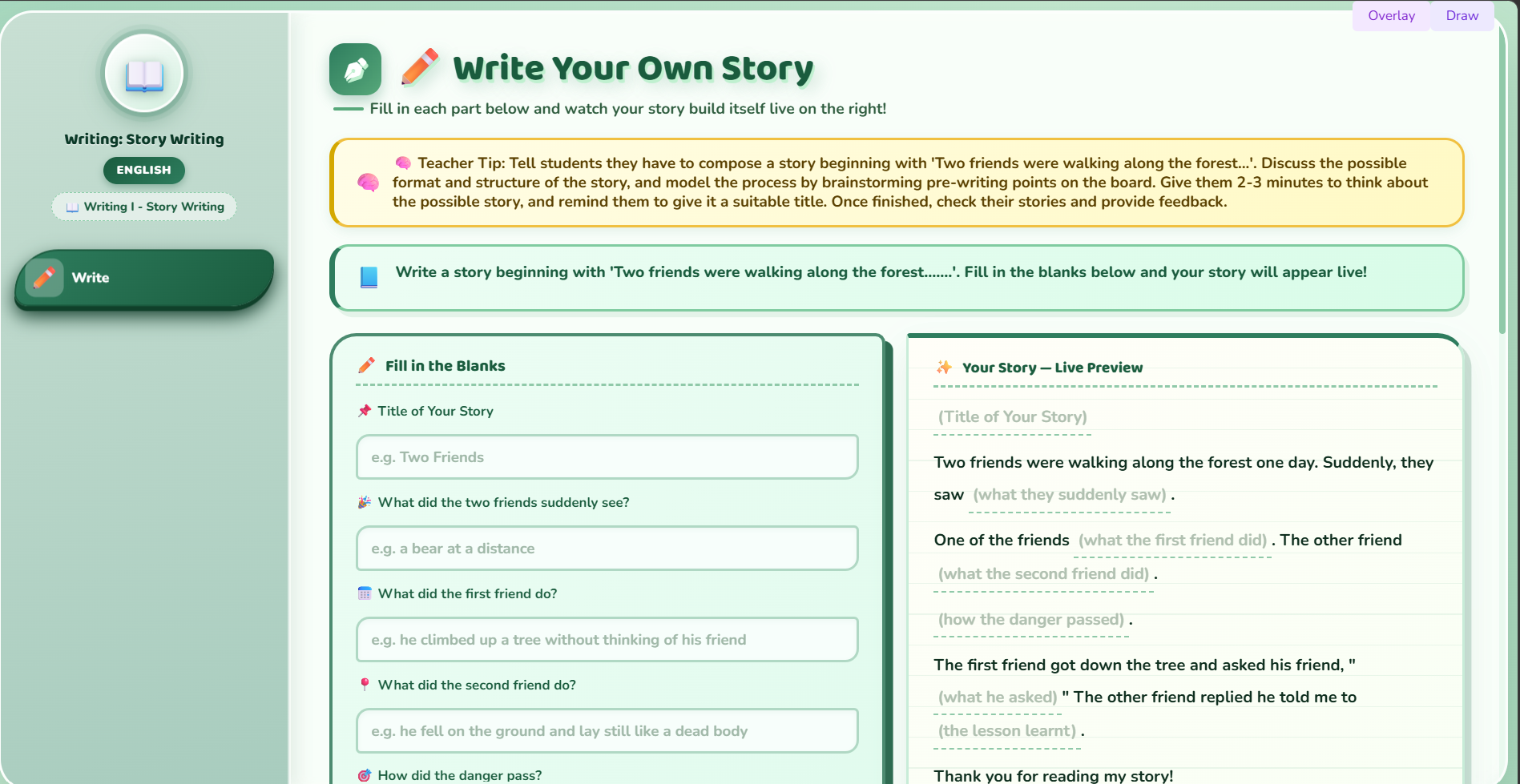 Writing I : Write a story