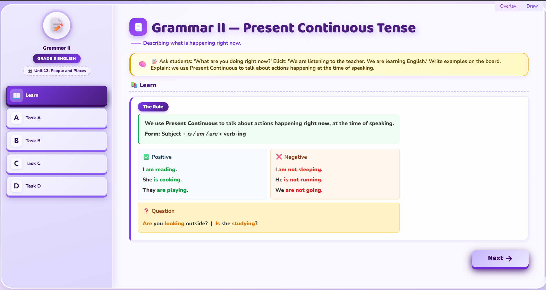 Grammar II : Present Continuous