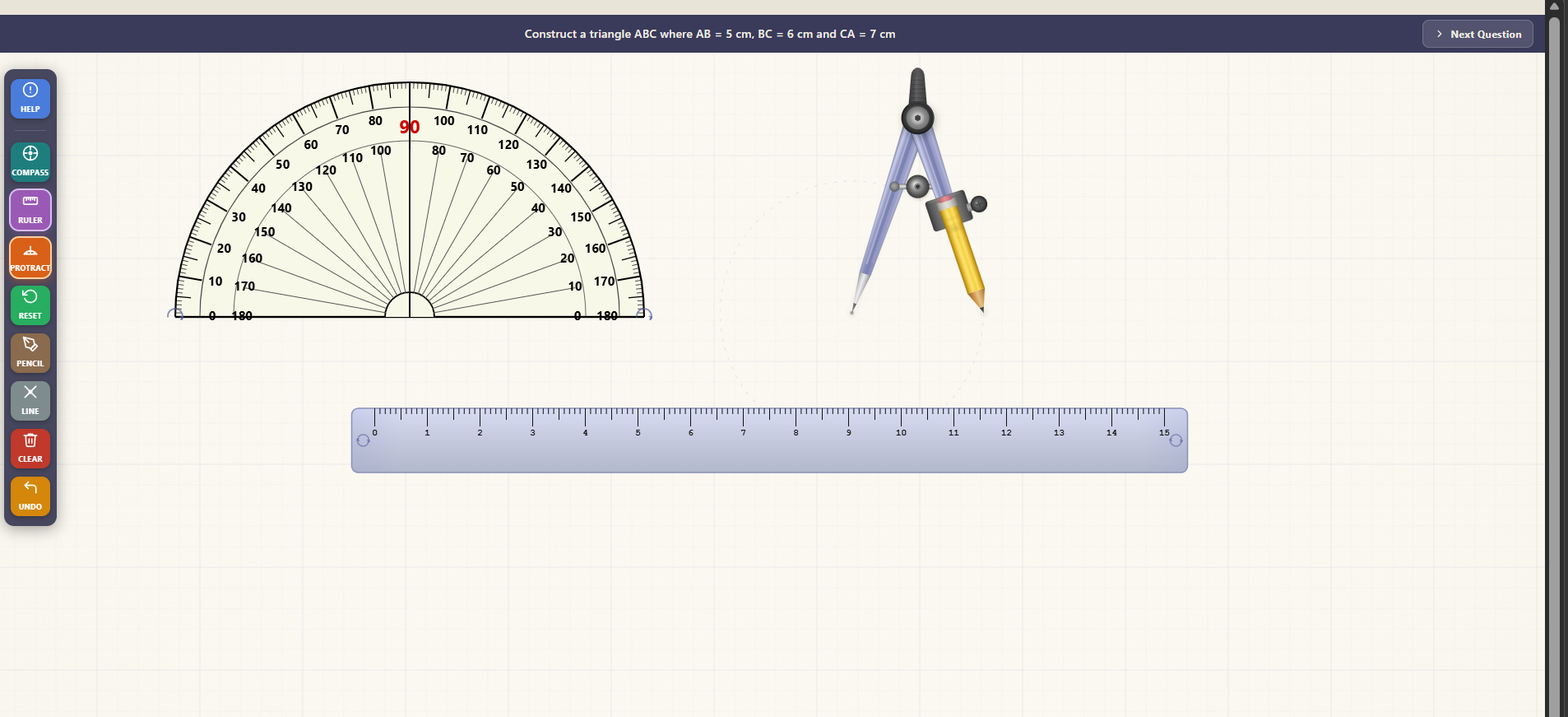 Construction of Triangle when the length of three sides are given
