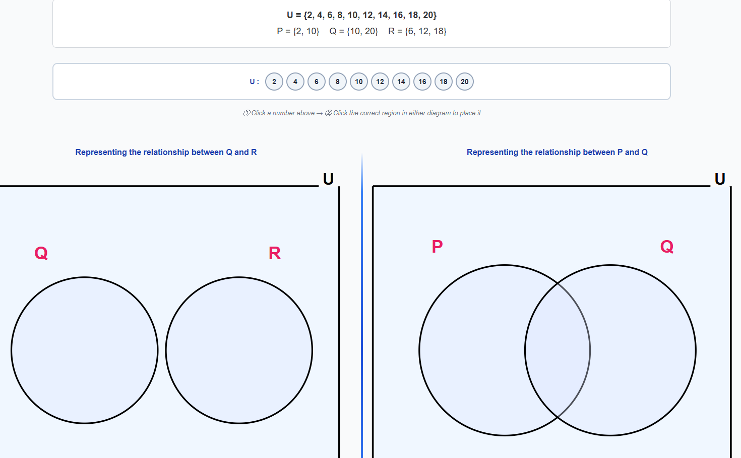 Disjoint and overlapping sets