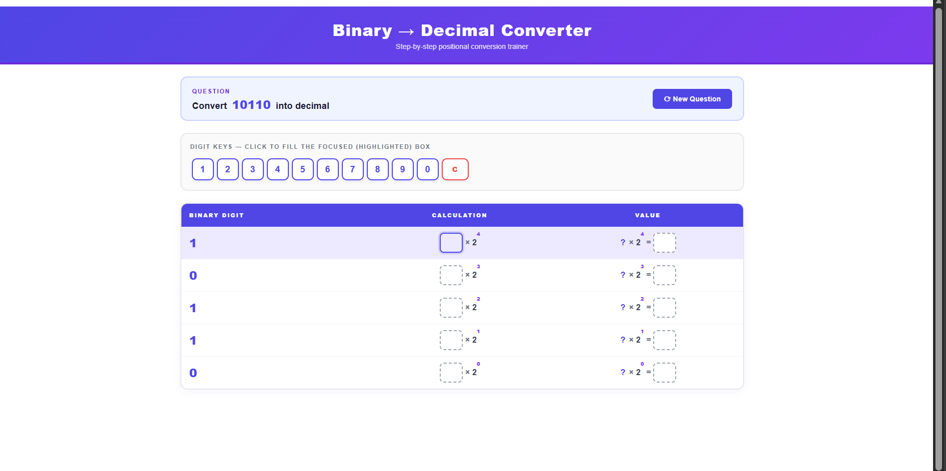 Conversion from Binary to decimal number system