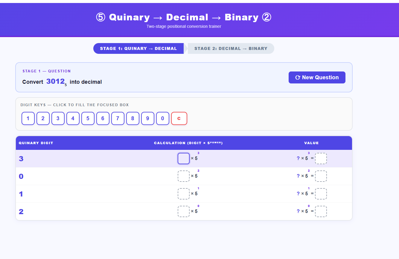 Conversion from quinary